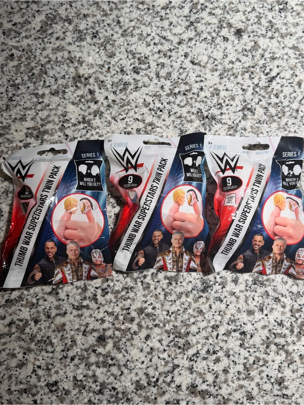Lot of 3 WWE Thumb War Superstars Twin Mystery Pack Series 1 Variant Wrestlers